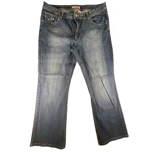 Chico's Platinum Jeans Women Size 2 (32x30) Straight Leg Blue Denim Crystal Jean